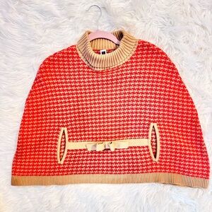 🍂Janie and Jack Red and Tan Poncho Sweater 🍂